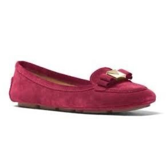 Michael Kors Size 8.5 Suede Leather Moccasin Driving Shoes Maroon Red Classy - Picture 2 of 11